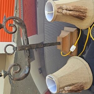 Antique Cast Iron Double Leaf  Lamp With Tassle Shades Working Stunning …